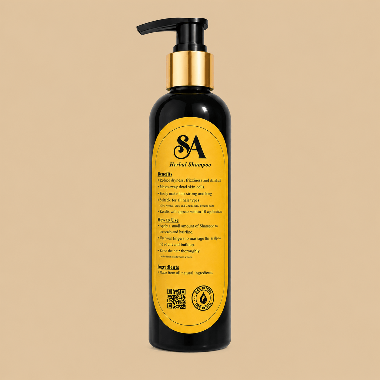 SA Organic Shampoo Herbal Formula for Smooth Silky and Shiny Hair