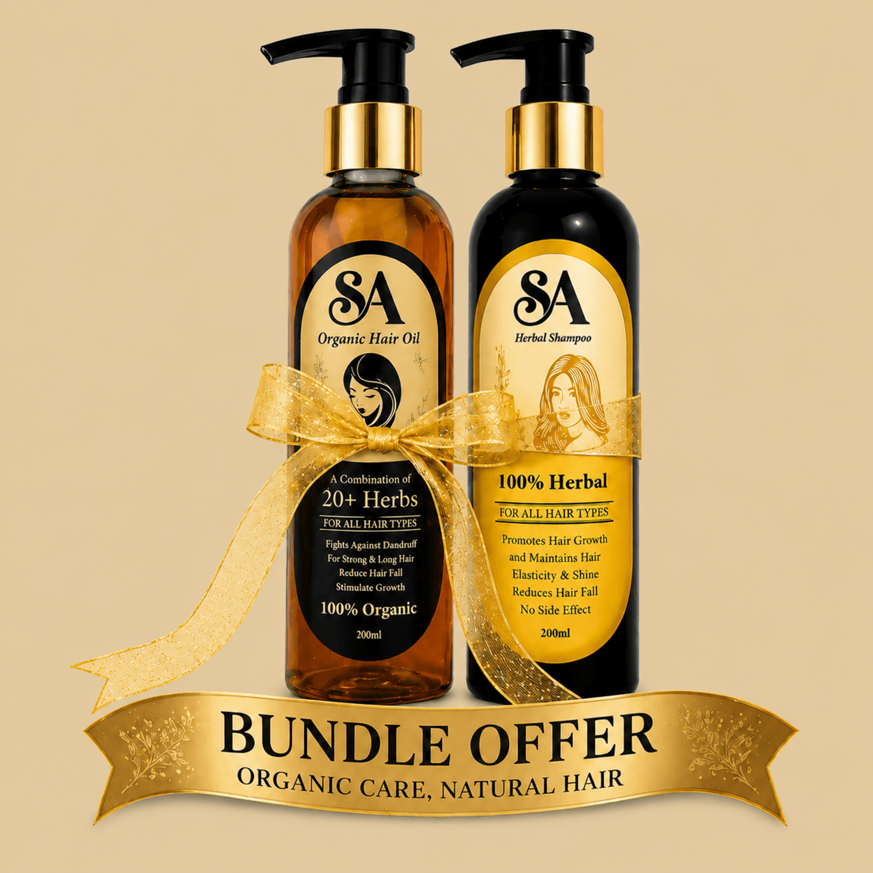 SA Organic Hair Oil + SA Organic Shampoo 🔥 LIMITED TIME OFFER: 18% OFF BUNDLE DEAL | SAVE Rs. 700 (Rs. 3899 → Rs. 3199)